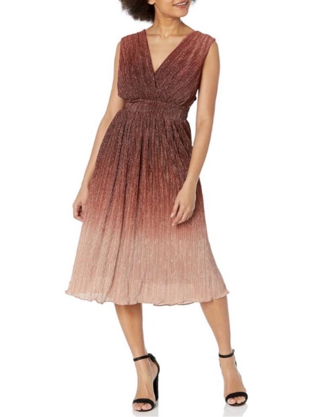 Dress the Population Rust to Pale Pink Ombre Midi Dress